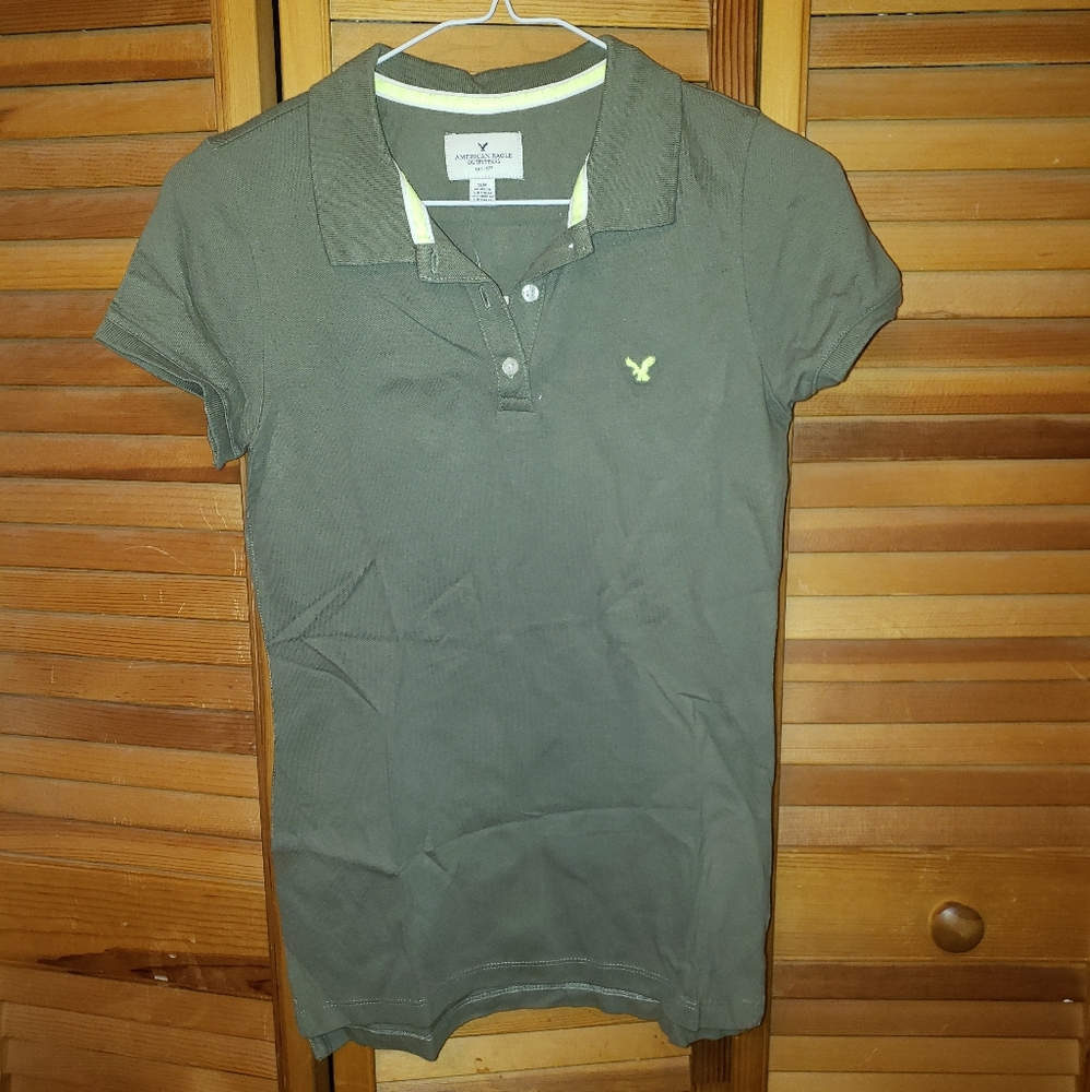 American Eagle Olive Green Polo (S)
